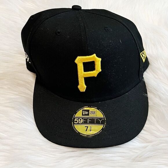 New Era Pittsburg Pirates Authentic Collection Fitted Hat Black Yellow 7 3/8 - Picture 1 of 6